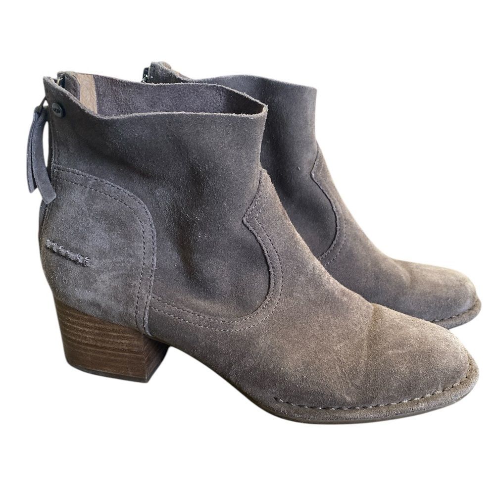 Women's UGG Bandera Mysterious Suede Ankle Boot Back Zip Size US 8 - 2” Heel